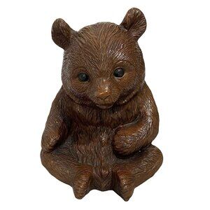 Red Mill Bear Sculpture Figurine Cub Vtg 1989 Brown Pecan Shell Resin 7 1/2" USA